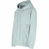 Shop MM6 Maison Margiela 淺綠色字母印花連帽衫。 SH0GU0026M25012-500