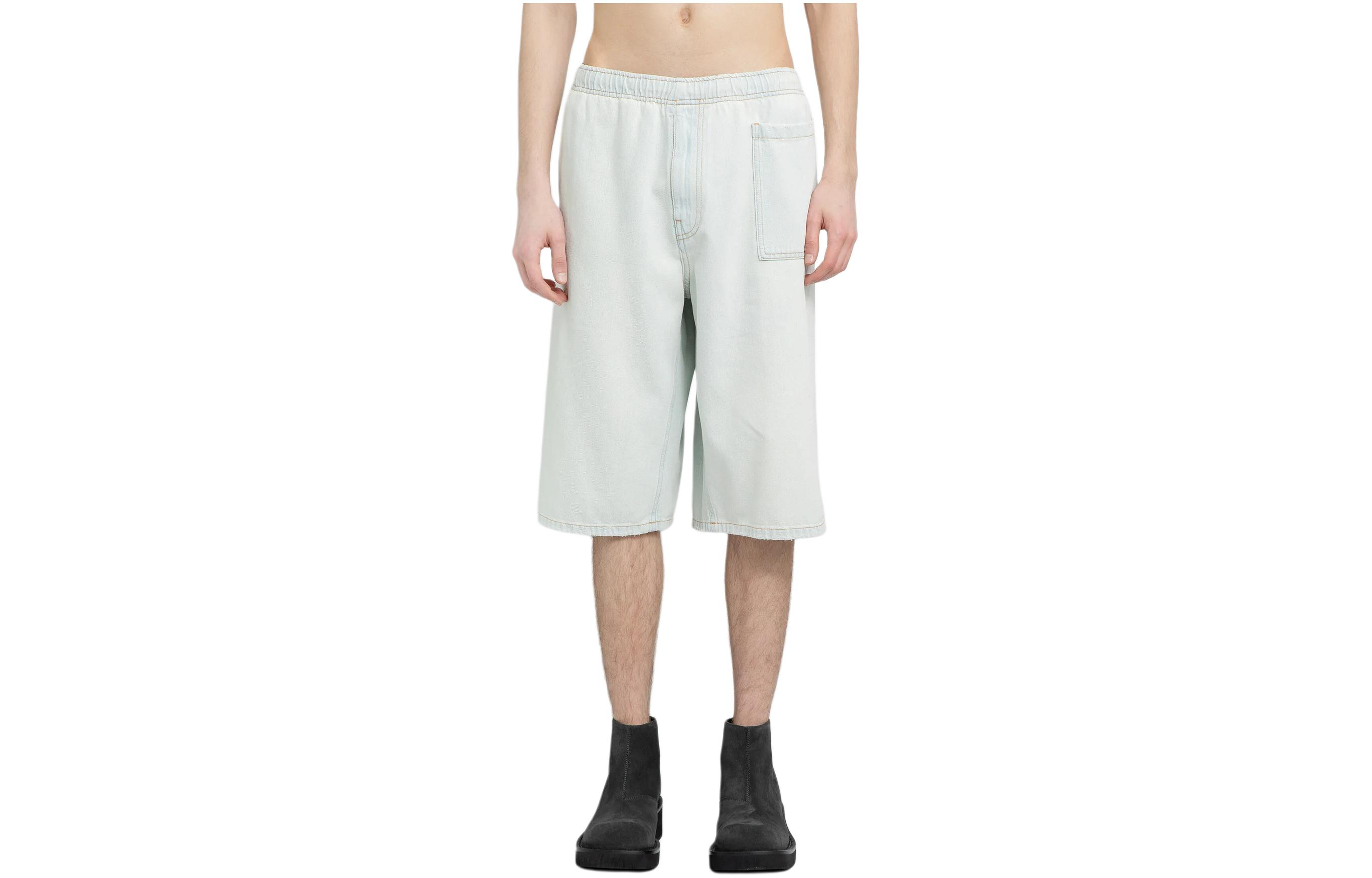 Order MM6 Maison Margiela Seluar Pendek Denim Biru Muda Santai dengan Pinggang Elastik SH0MU0006S30460-992