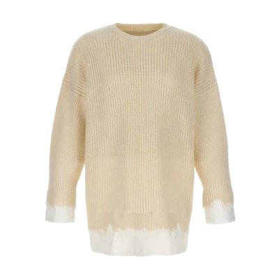 MM6 Maison Margiela Solid Crewneck Sweater Light Yellow S62HL0015S18382101