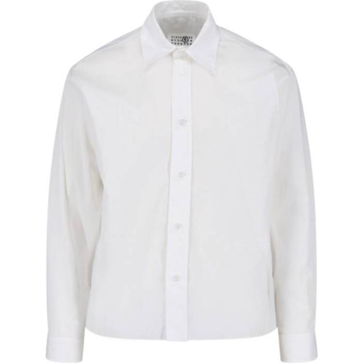 MM6 Maison Margiela  White Long Sleeve Slim Fit Button-Up Shirt SH0DT0012M35152-100