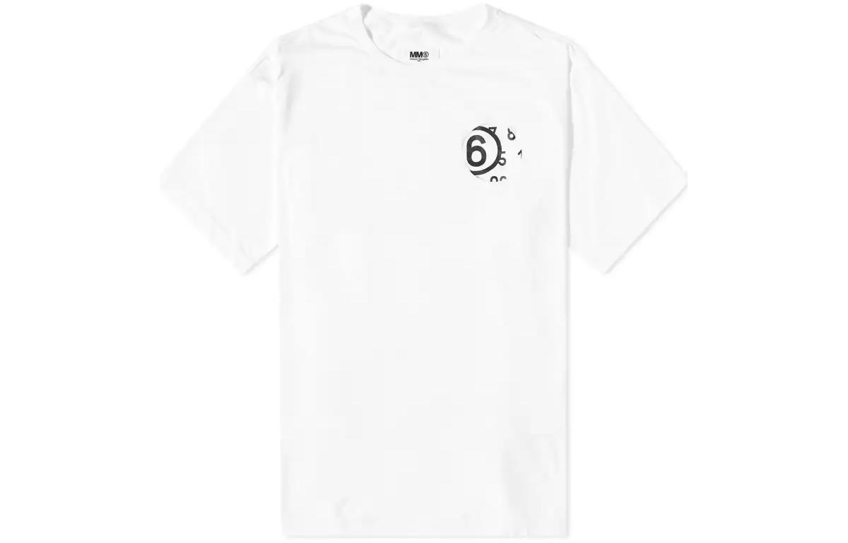 MM6 Maison Margiela  White Number Print Crewneck Short Sleeve T-Shirt. S62GD0146S23588-100