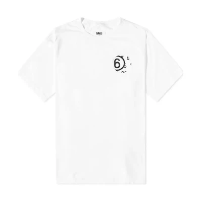 MM6 Maison Margiela White Number Print Crewneck Short Sleeve T-Shirt. S62GD0146S23588-100