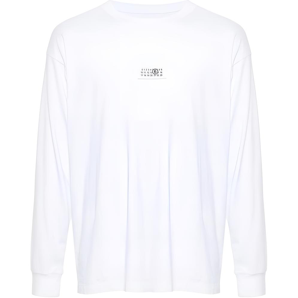 MM6 Maison Margiela  White Printed Crewneck Long-Sleeve Sweatshirt SH0GC0034S24312-100