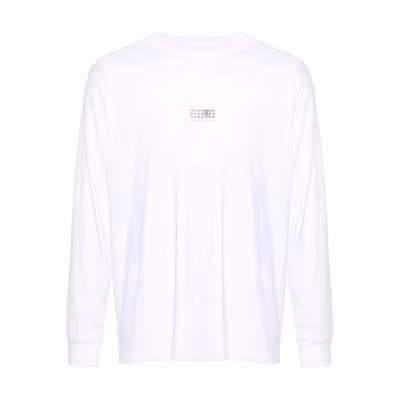 MM6 Maison Margiela White Printed Crewneck Long-Sleeve Sweatshirt SH0GC0034S24312-100