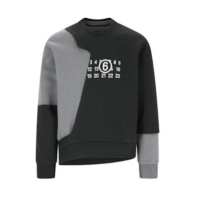 MM6 Maison Margiela Asymmetric Hem Logo Sweatshirt Black S62GU0117S25596964
