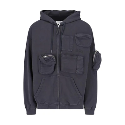 MM6 Maison Margiela Black Logo Print Zip-Up Hoodie Jacket Men. SH0HG0003M25003899