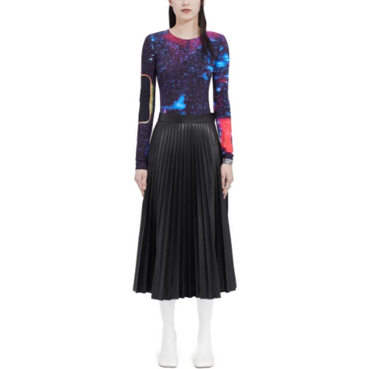 Lookbook MM6 Maison Margiela Black Midi Pleated Skirt S52MA0192S54449-900