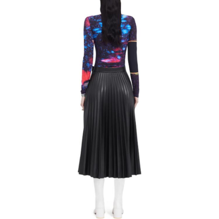 Shop MM6 Maison Margiela Black Midi Pleated Skirt S52MA0192S54449-900
