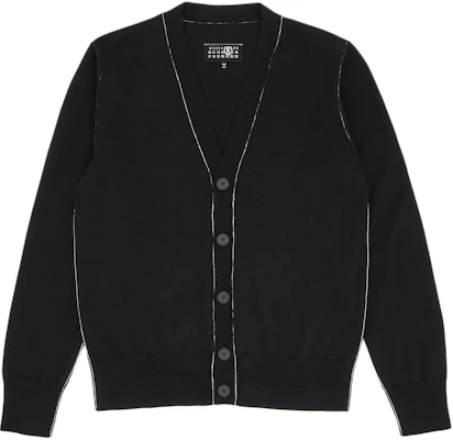 MM6 Maison Margiela 黑色條紋V領針織開衫中性毛衣. SH0HP0007M13037-900 Order MM6 Maison Margiela 黑色條紋V領針織開衫中性毛衣. SH0HP0007M13037-900