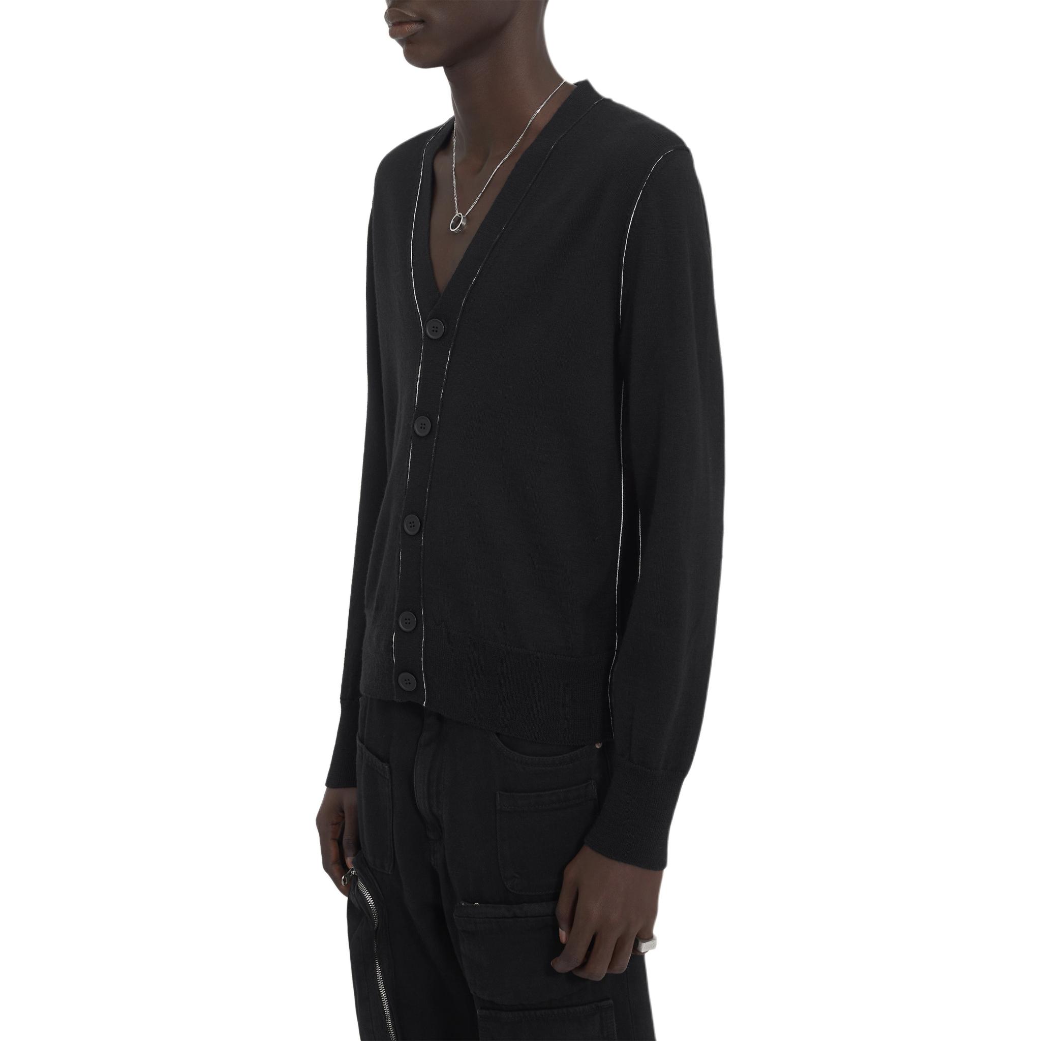 Details for MM6 Maison Margiela 黑色條紋V領針織開衫中性毛衣. SH0HP0007M13037-900