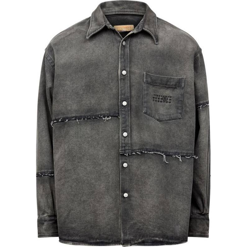 MM6 Maison Margiela Distressed Loose Fit Long Sleeve Shirt Men’s Dark Grey SH2DT0009S30848-962