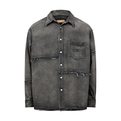 MM6 Maison Margiela Distressed Loose Fit Long Sleeve Shirt Men’s Dark Grey SH2DT0009S30848-962