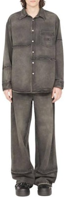 MM6 Maison Margiela Kemeja Lengan Panjang Lelaki Longgar Distressed Kelabu Gelap SH2DT0009S30848-962 Lookbook MM6 Maison Margiela Kemeja Lengan Panjang Lelaki Longgar Distressed Kelabu Gelap SH2DT0009S30848-962