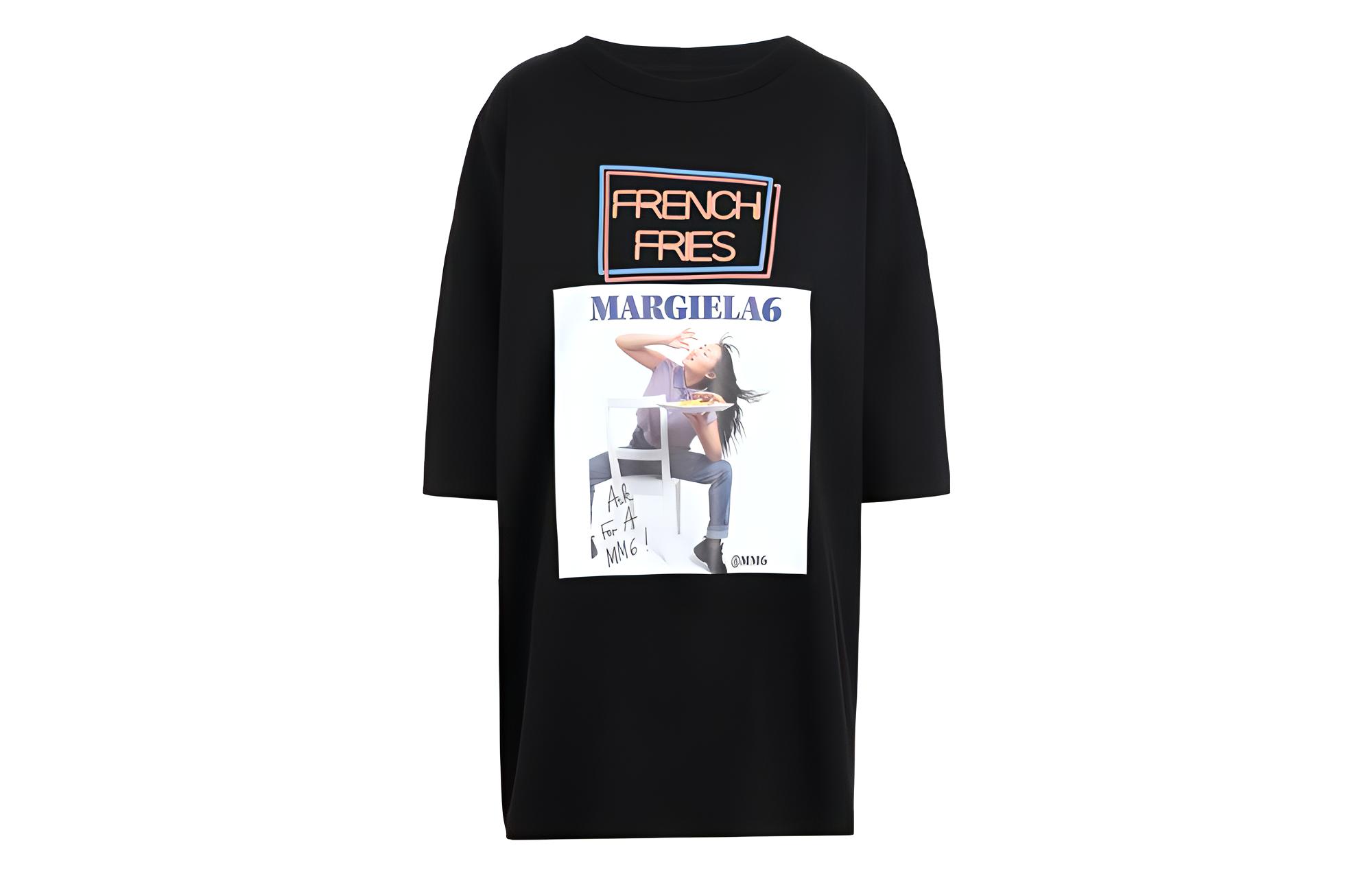 MM6 Maison Margiela French Fries Graphic Unisex Black T-Shirt S52GC0174S23588900