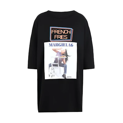 MM6 Maison Margiela French Fries Graphic Unisex Black T-Shirt S52GC0174S23588900