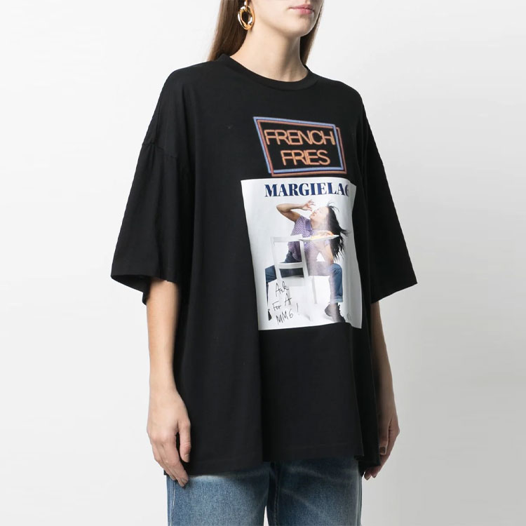 MM6 Maison Margiela French Fries Graphic Unisex Black T-Shirt S52GC0174S23588900 圖 3