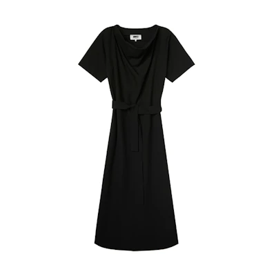 MM6 Maison Margiela FW21 Long Short-Sleeve A-Line Dress Black. S52CT0634S53961900