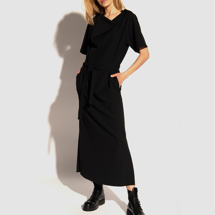 Shop MM6 Maison Margiela FW21 Long Short-Sleeve A-Line Dress Black. S52CT0634S53961900
