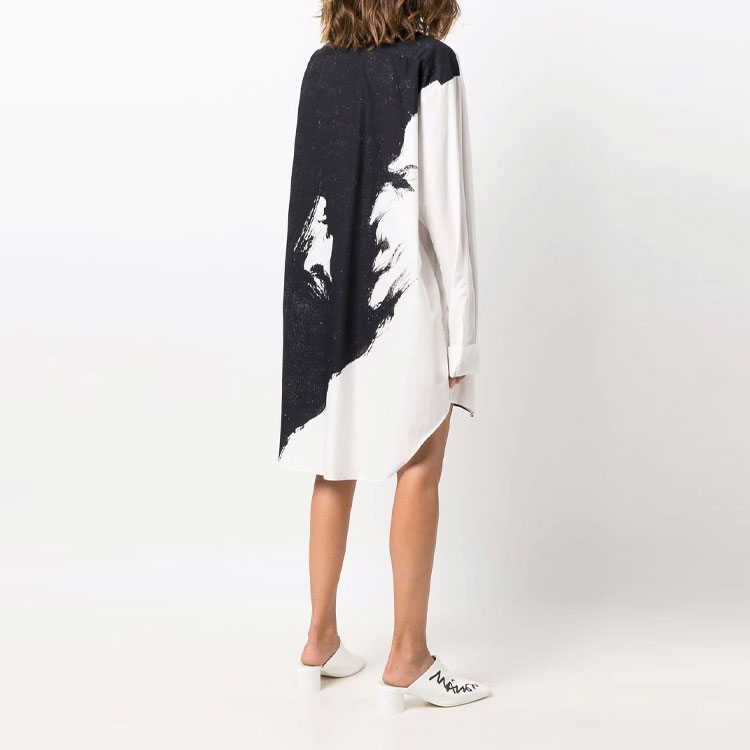 Shop MM6 Maison Margiela FW21 Long Sleeve Shirt Dress Black S62CT0156S54368001S