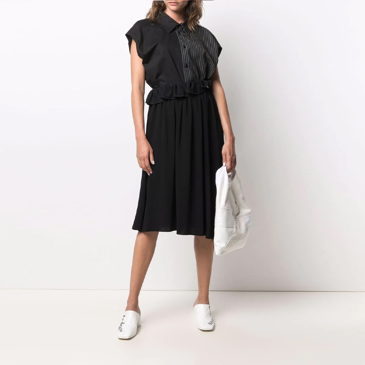Lookbook MM6 Maison Margiela FW21 Pleated Midi Skirt Black. S52MA0146S43455900