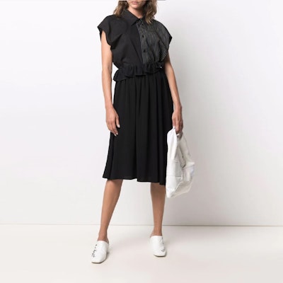 MM6 Maison Margiela FW21 Pleated Midi Skirt Black. S52MA0146S43455900 Lookbook MM6 Maison Margiela FW21 Pleated Midi Skirt Black. S52MA0146S43455900