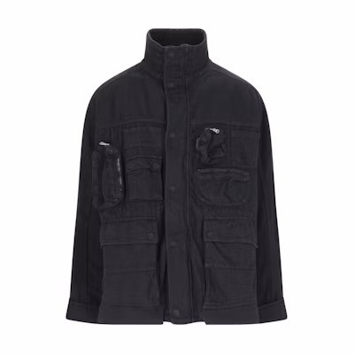 MM6 Maison Margiela FW24 Black High-Neck Single-Breasted Jacket Coat SH0AM0037S30460900