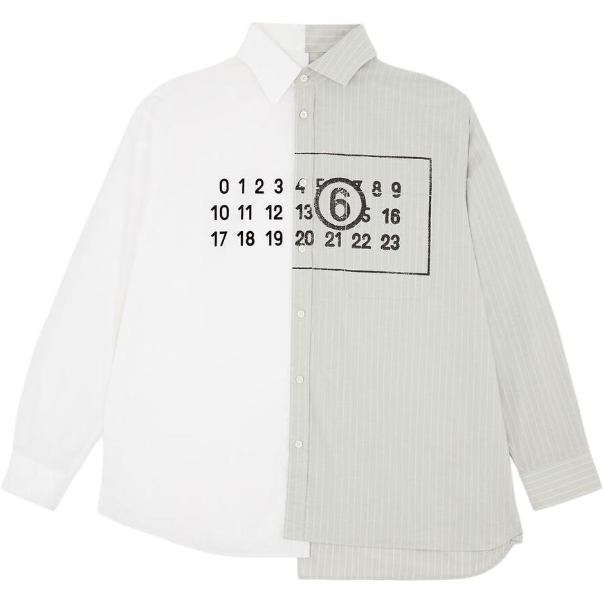 MM6 Maison Margiela FW24 Asymmetric Cotton Poplin Long Sleeve Shirt White Men SH0DT0016MTN014-961