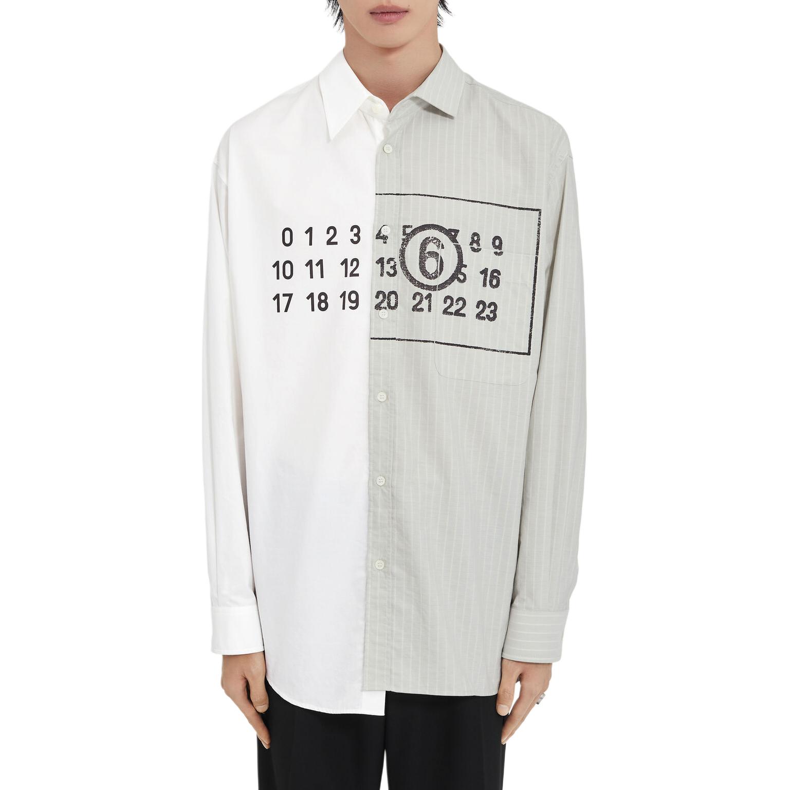 Shop MM6 Maison Margiela FW24 Camisa Asimétrica de Popelina Blanca de Manga Larga Hombre SH0DT0016MTN014-961