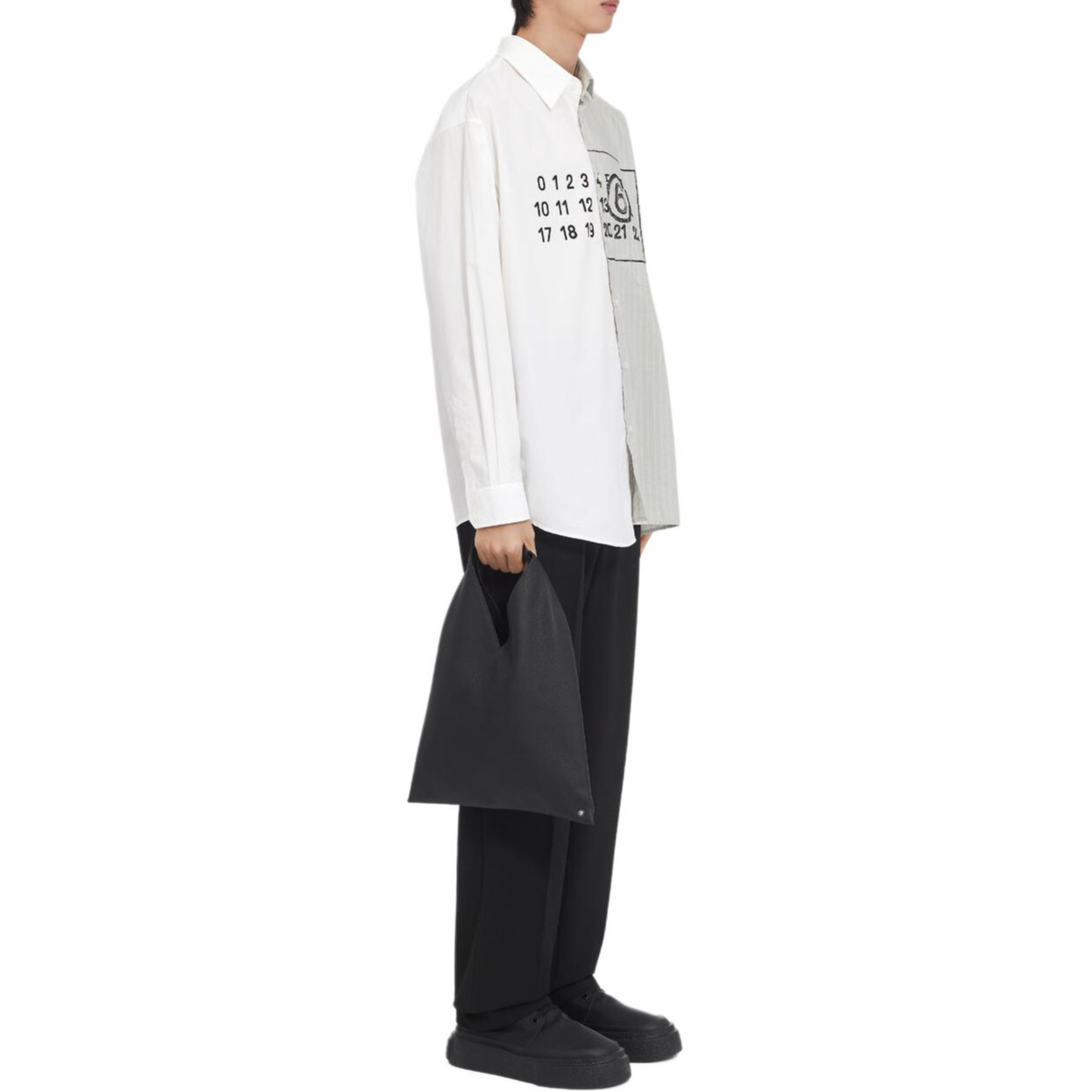 Details for MM6 Maison Margiela FW24 Camisa Asimétrica de Popelina Blanca de Manga Larga Hombre SH0DT0016MTN014-961