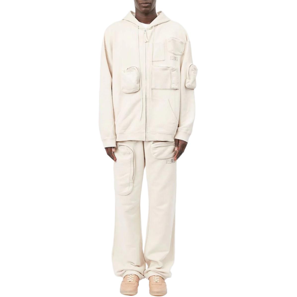 Lookbook MM6 Maison Margiela FW24 米色數字印花工裝連帽衫 男裝 SH0HG0003M25003-BEIGE