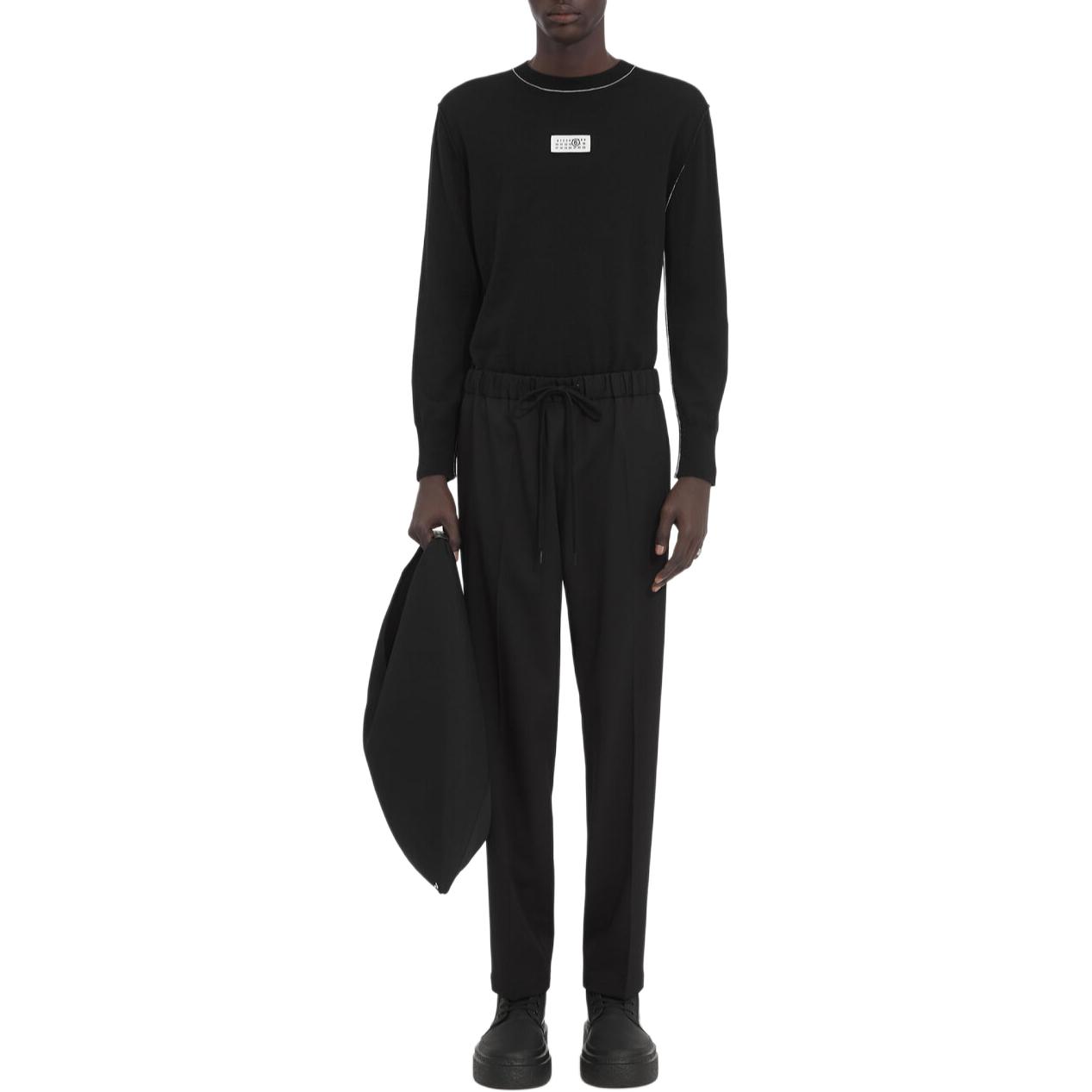 Lookbook MM6 Maison Margiela FW24 黑色鬆身彈性腰休閒長褲 男士款式 SH0KA0023M35153-900