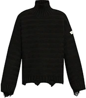 MM6 Maison Margiela FW24 Distressed Turtleneck Sweater Black SH0HA0004M13040-BLACK MM6 Maison Margiela FW24 Distressed Turtleneck Sweater Black SH0HA0004M13040-BLACK