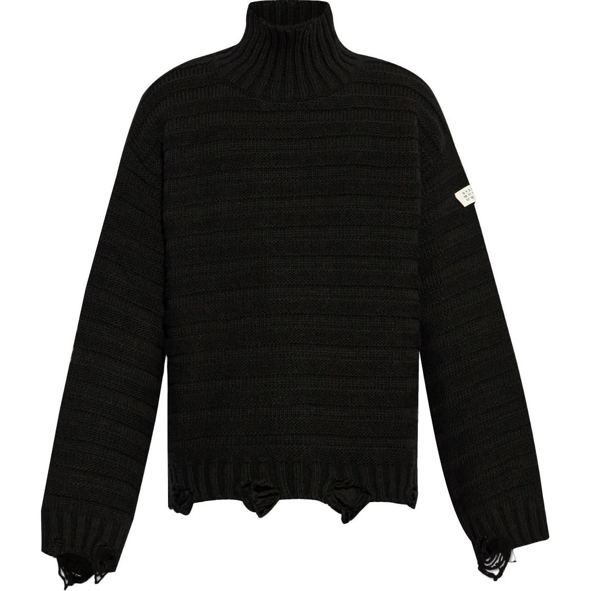 MM6 Maison Margiela FW24 Distressed Turtleneck Sweater  Black SH0HA0004M13040-BLACK 圖 2