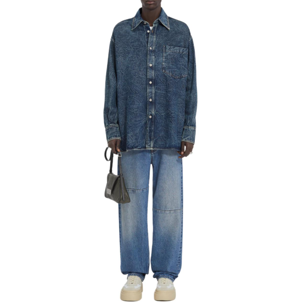 Lookbook MM6 Maison Margiela FW24 男士轻薄牛仔衬衫 蓝色 SH0DT0015S30460-993