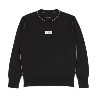 MM6 Maison Margiela FW24 Minimalist Numeric Logo Pullover Sweater Black Men’s. SH0HL0017M13037-900