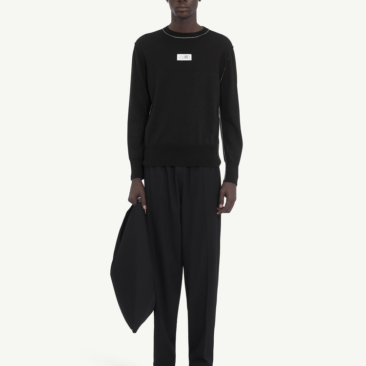 MM6 Maison Margiela FW24 Minimalist Numeric Logo Pullover Sweater Black Men’s. SH0HL0017M13037-900 圖 3