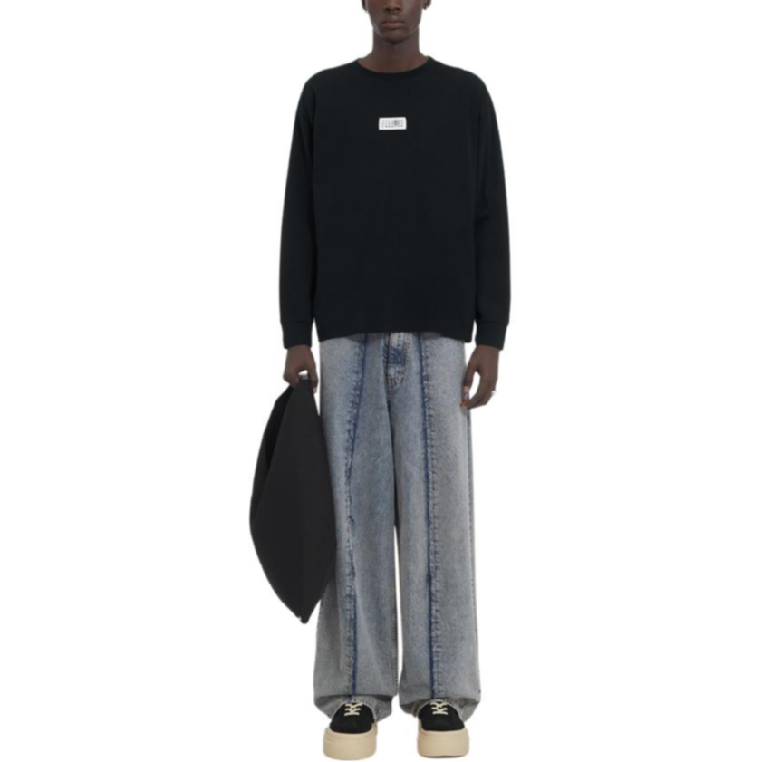 MM6 Maison Margiela FW24 Numeric Logo Black Relaxed Long-Sleeve T-Shirt Men. SH0GC0034S24312-900 圖 3