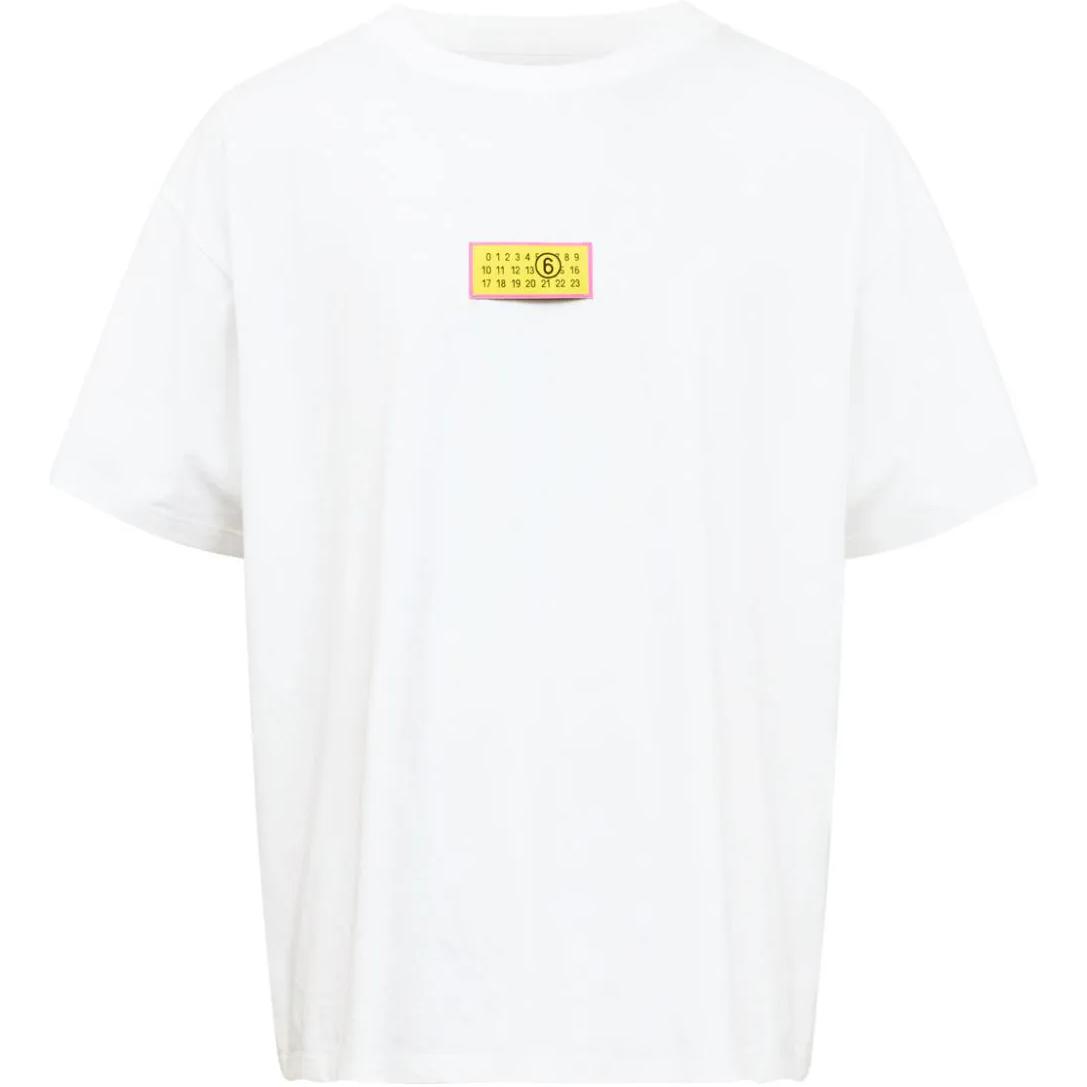 MM6 Maison Margiela FW24 Numeric Pattern Patch Crewneck Oversized Tee  White SH2GC0012S23588-WHITE