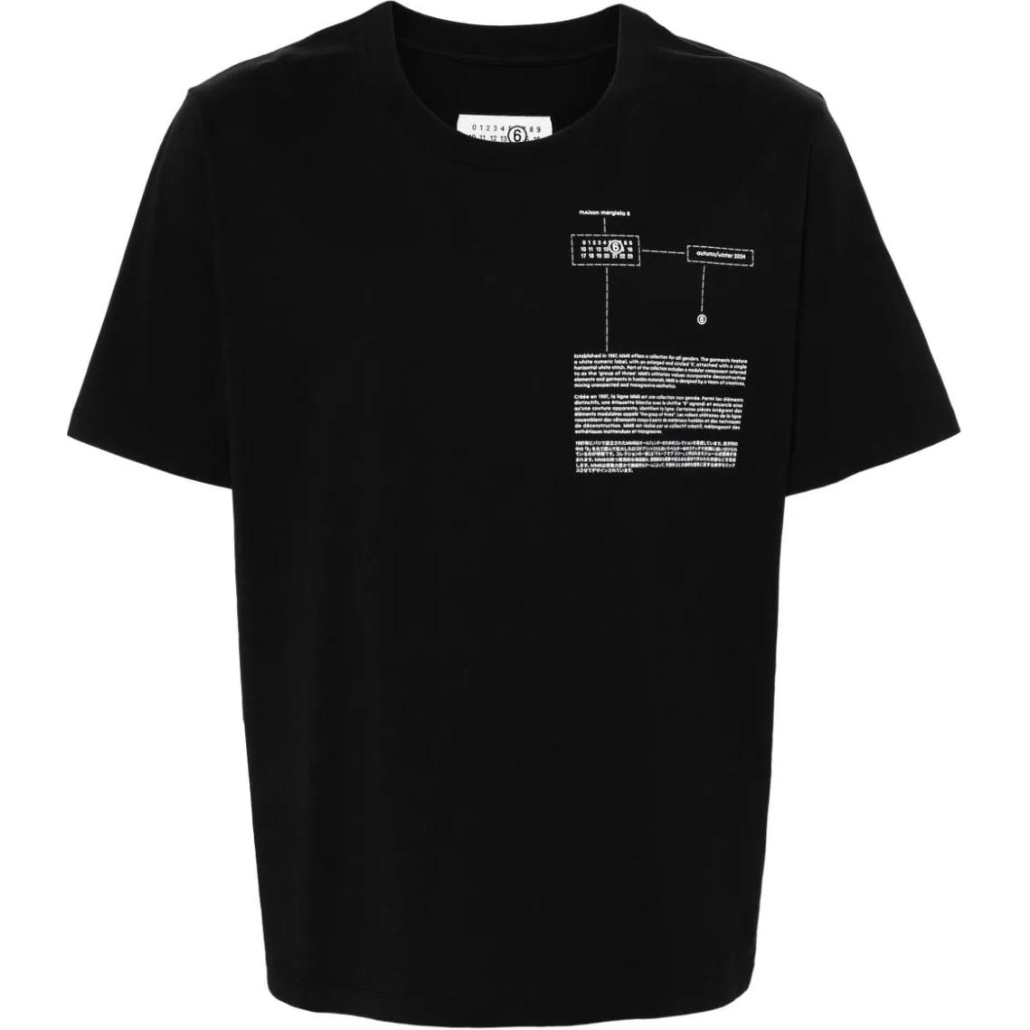 MM6 Maison Margiela FW24 Numeric Print Black Crewneck Short Sleeve Tee Men. SH0GC0030S24312-BLACK