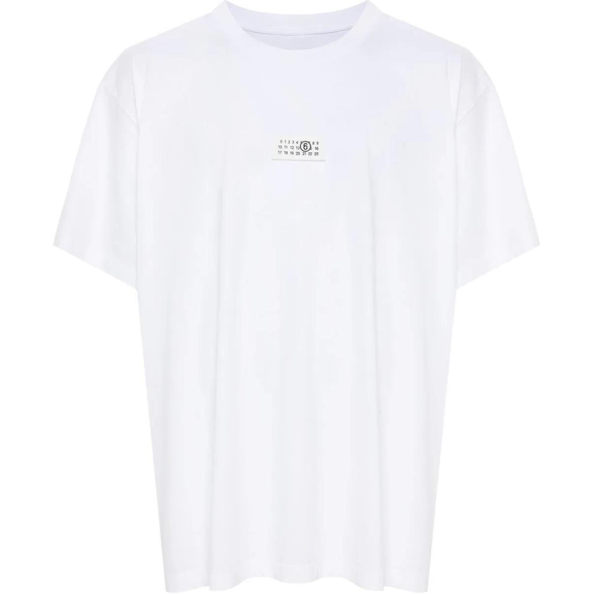 Order MM6 Maison Margiela FW24 Ribbed Crewneck Short Sleeve T-Shirt White Menswear SH0GC0032S24312-WHITE