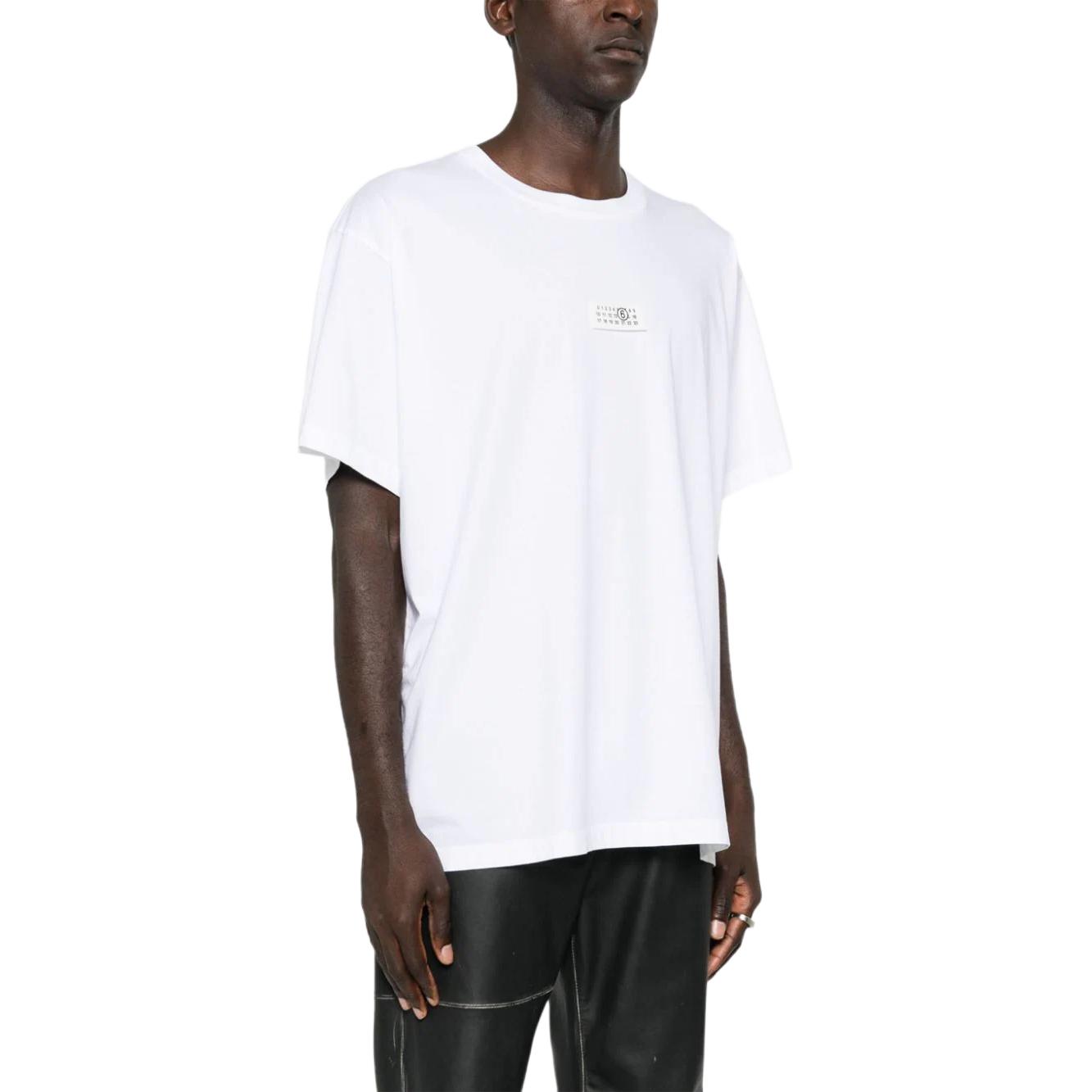 Purchase MM6 Maison Margiela FW24 Ribbed Crewneck Short Sleeve T-Shirt White Menswear SH0GC0032S24312-WHITE