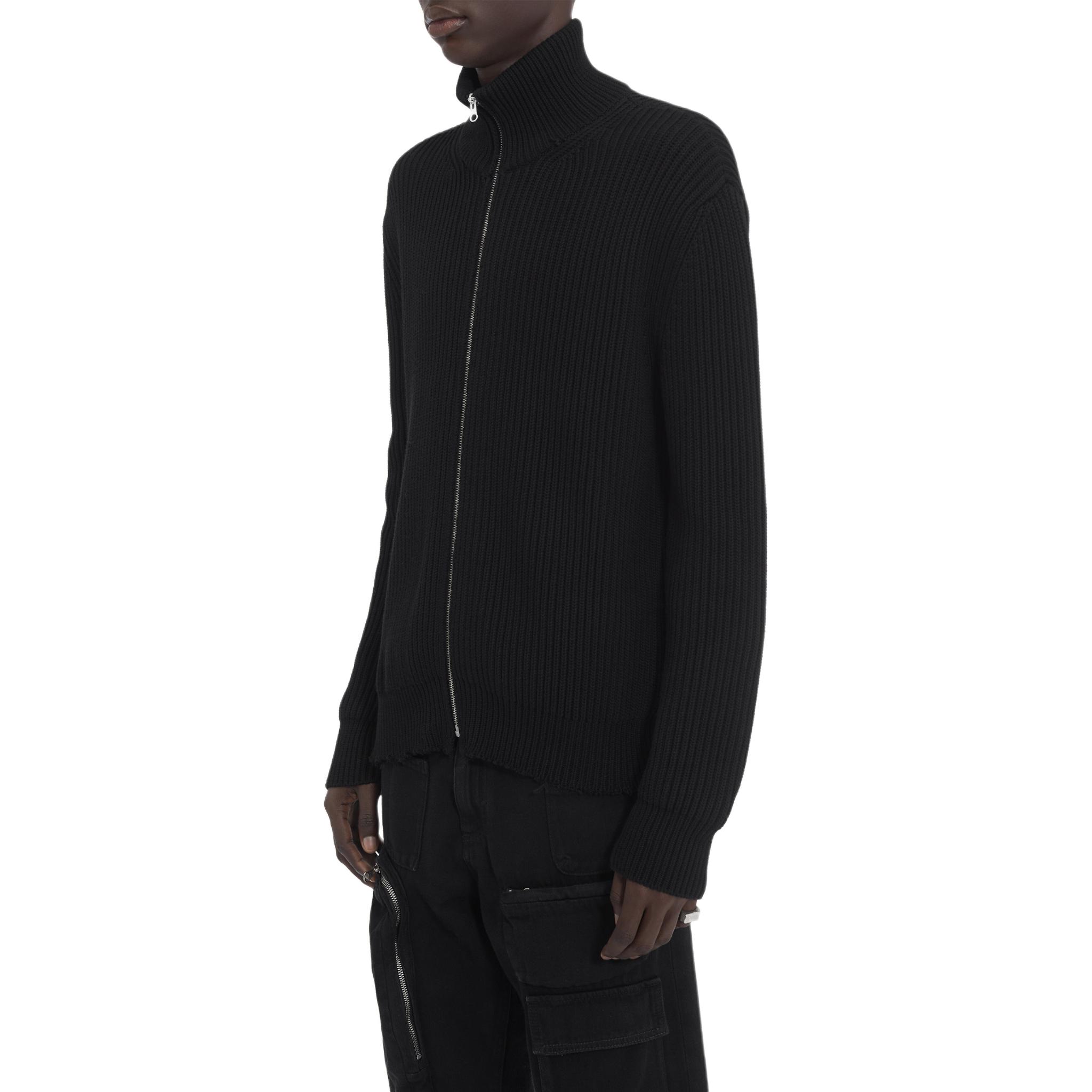 Details for MM6 Maison Margiela FW24 Jaket Trek Leher Tinggi Ribbed Knit Hitam. SH0AM0028M13039-900