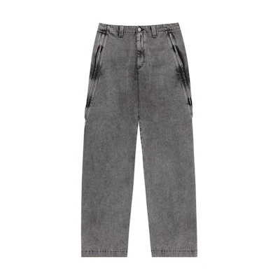 MM6 Maison Margiela FW24 White Stitch Straight Loose Black Jeans Men. SH0KA0031M35149-900