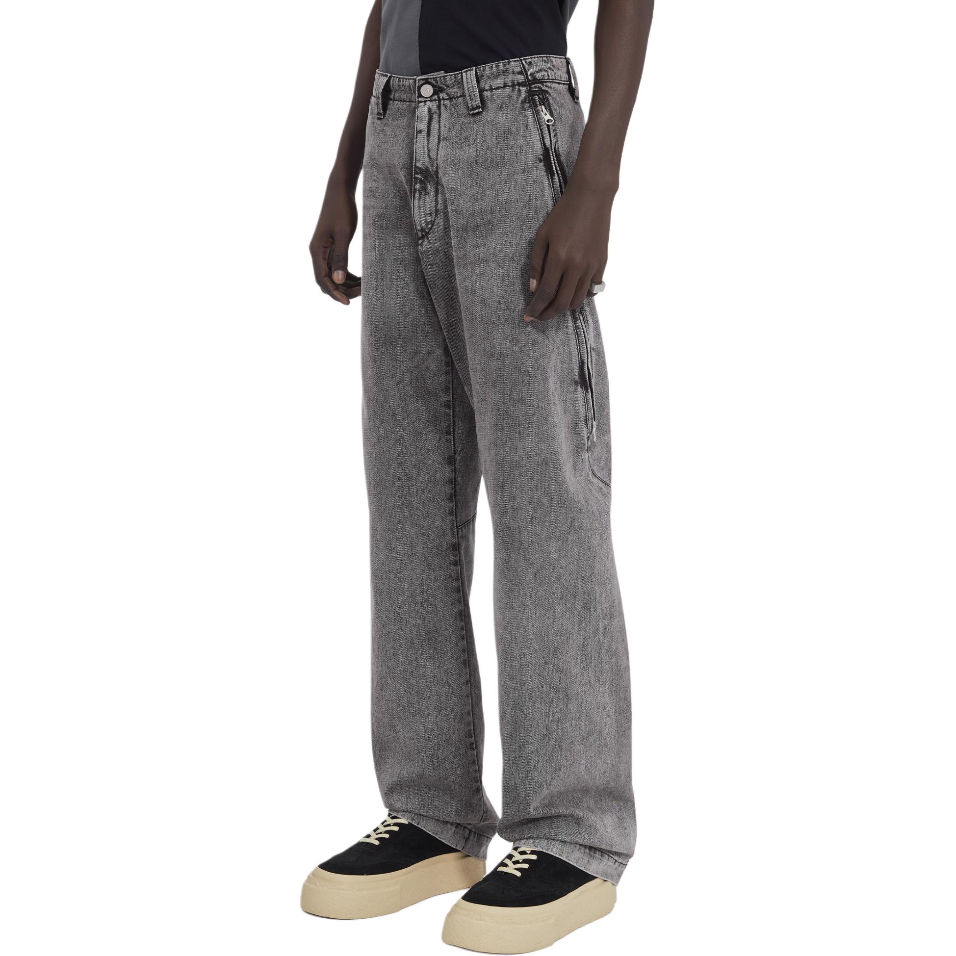 Details for MM6 메종 마르지엘라 FW24 화이트 스티치 스트레이트 루즈 블랙 진 남성용. SH0KA0031M35149-900