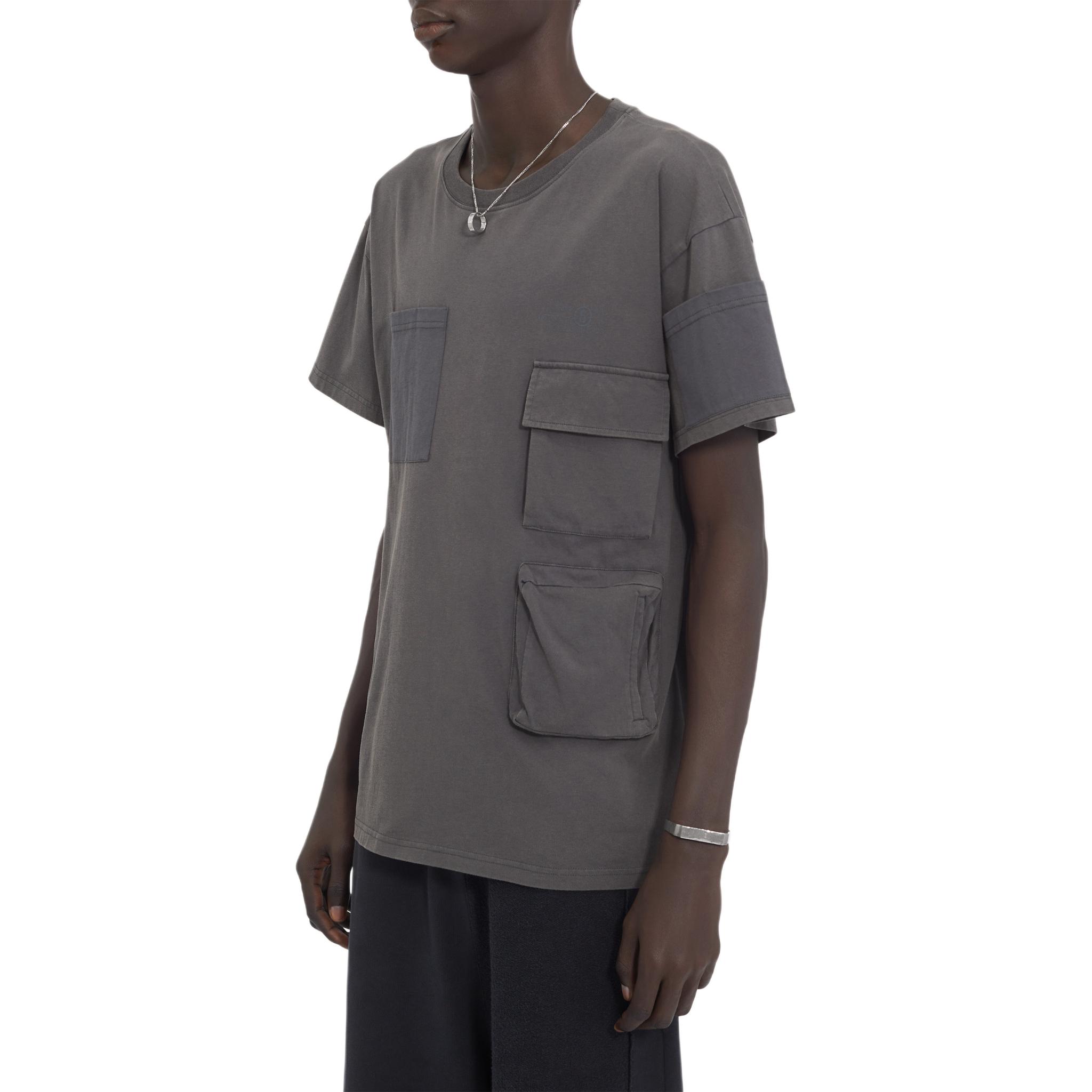 Details for MM6 メゾン マルジェラ グレー クルーネック ポケット付き Tシャツ カジュアル SH0GC0022S24311860