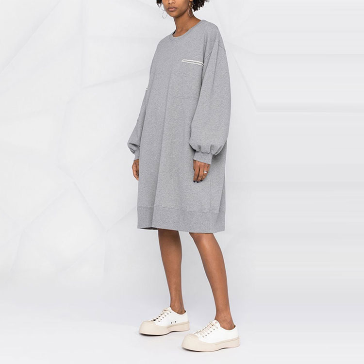 Purchase MM6 Maison Margiela Grey Frayed Zip Pocket Long Sleeve Dress SS22 S52CT0726S25387858M