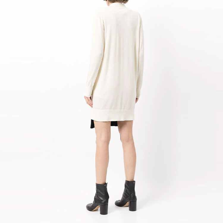 Shop MM6 Maison Margiela Layered Cardigan Brooch Long Sleeve Dress White FW21 S52CT0622S17771003F