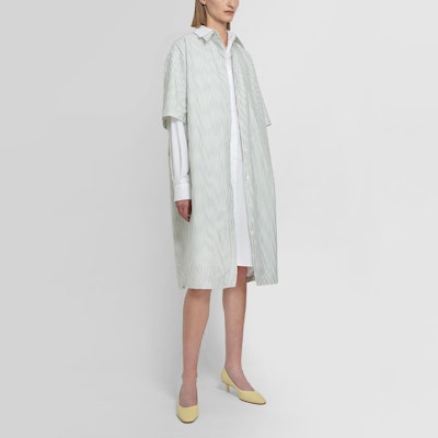 MM6 Maison Margiela Layered Striped Print Shirt Dress Long Sleeve Gray Green S52CT0710STZ040-961 Purchase MM6 Maison Margiela Layered Striped Print Shirt Dress Long Sleeve Gray Green S52CT0710STZ040-961