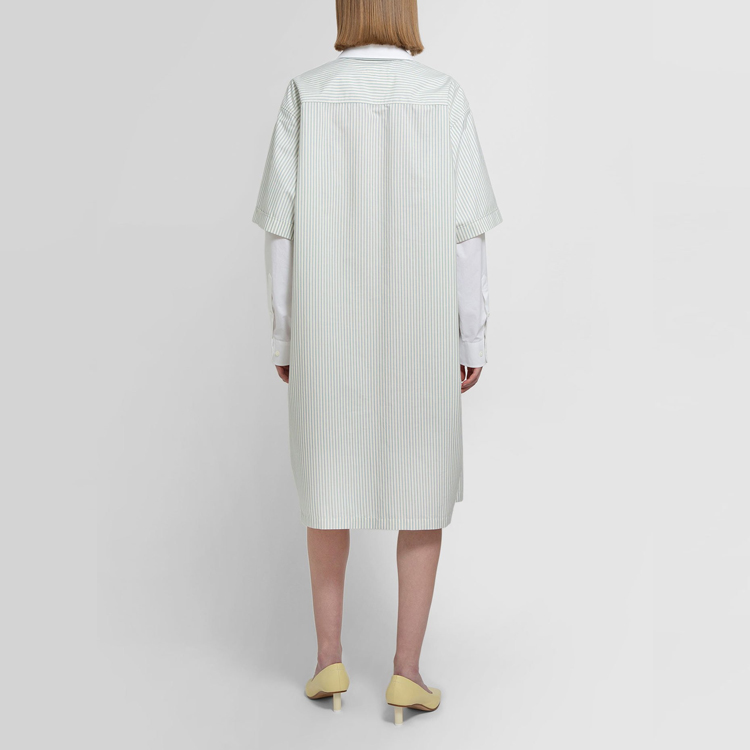 Details for MM6 Maison Margiela Layered Striped Print Shirt Dress Long Sleeve Gray Green S52CT0710STZ040-961