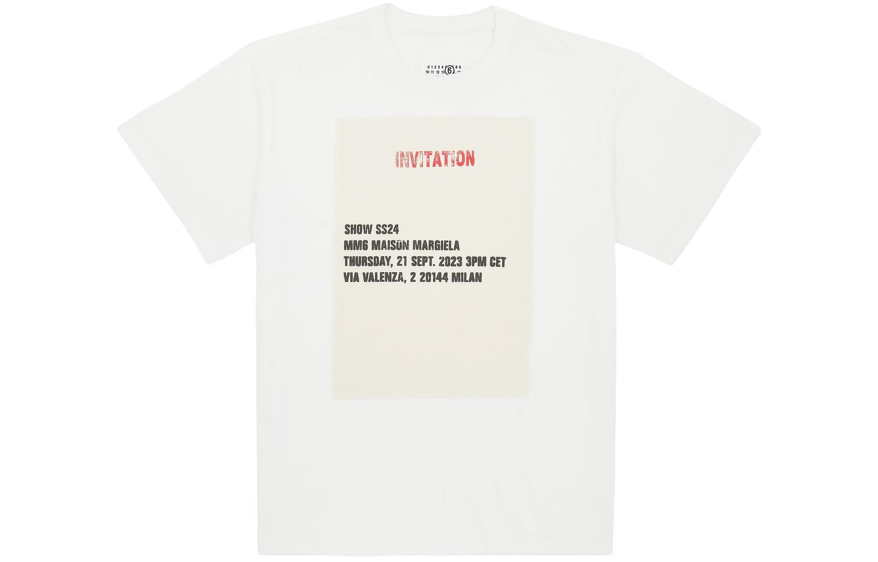 MM6 Maison Margiela Letter Print Unisex Crew Neck T-Shirt White. SH2GC0006S23588101